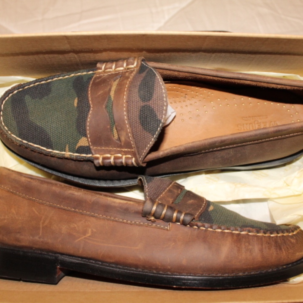 camouflage penny loafers